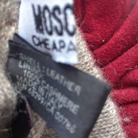 MOSCHINO LEATHER/CASHMERE GLOVES - Picture 3 of 6